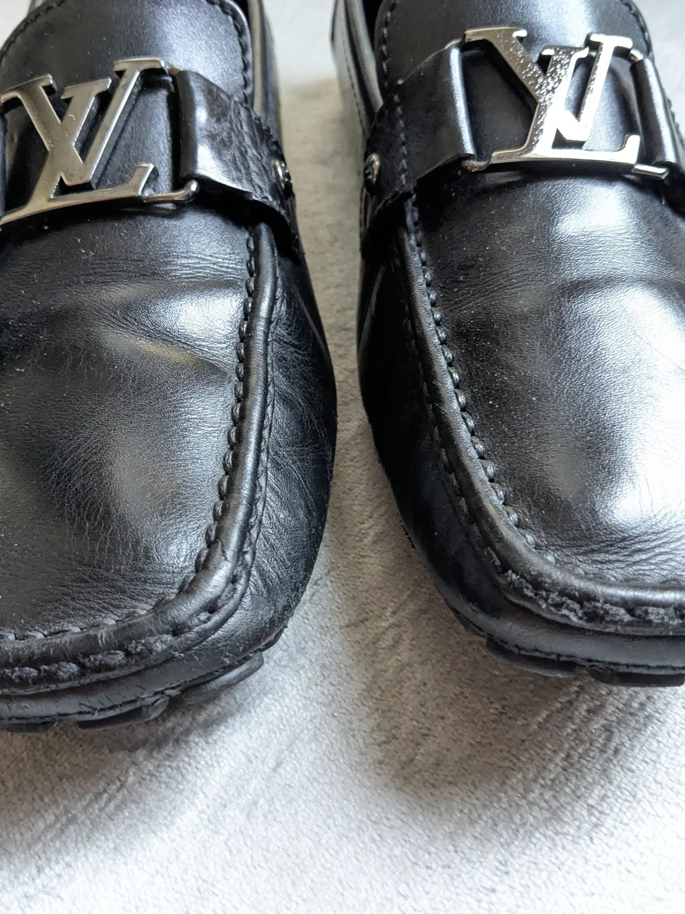 Louis Vuitton Driving Loafers Black Leather Men US 9.5
